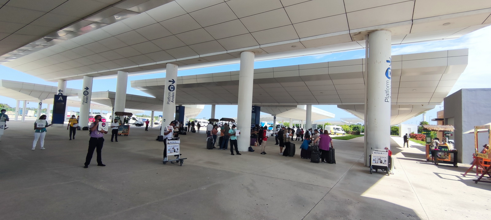 Exit doors at Terminal 4 - left door for transportation