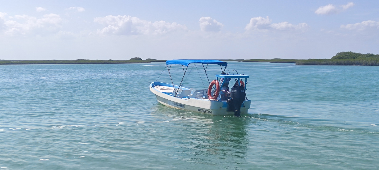 Boats on lagoon Muyil